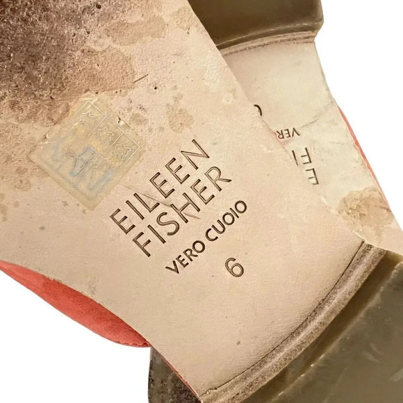 Eileen Fisher Dion Suede Mule Persimmon Slip Ons Lightly Padded Shoes Coral 6 - Picture 7 of 9